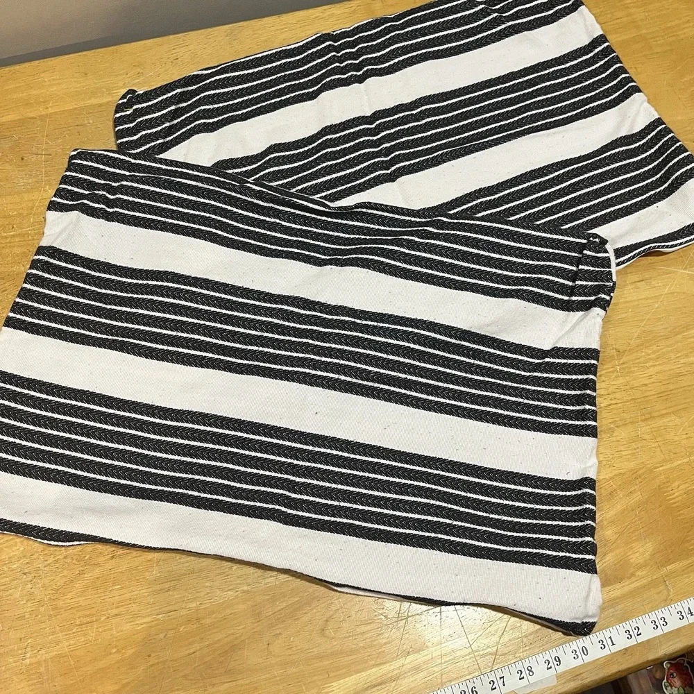 IKEA Mettalise Throw Pillow Black Striped 16x26